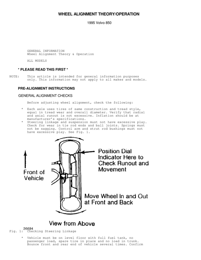 850 Wheel alignment theory operation 850 Wheel alignment theory operation