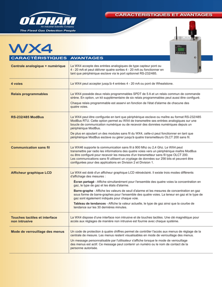 Oldham WX4 Controller Features and Benefits (French) Oldham WX4 Controller Features and Benefits (French)