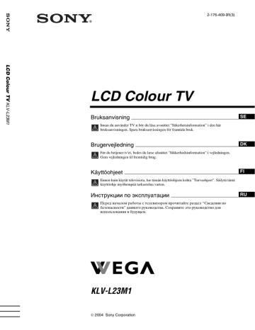 Sony KLV-L23M1 Betjeningsvejledning | Manualzz Sony KLV-L23M1 Betjeningsvejledning | Manualzz