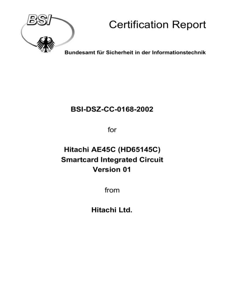Certification Report: 0168a Certification Report: 0168a