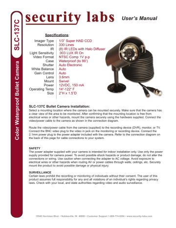 Security Labs SLC-137C User manual Security Labs SLC-137C User manual