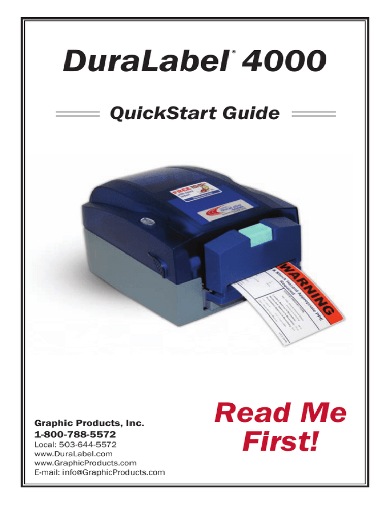 DuraLabel 4000 Quick Start Guide DuraLabel 4000 Quick Start Guide
