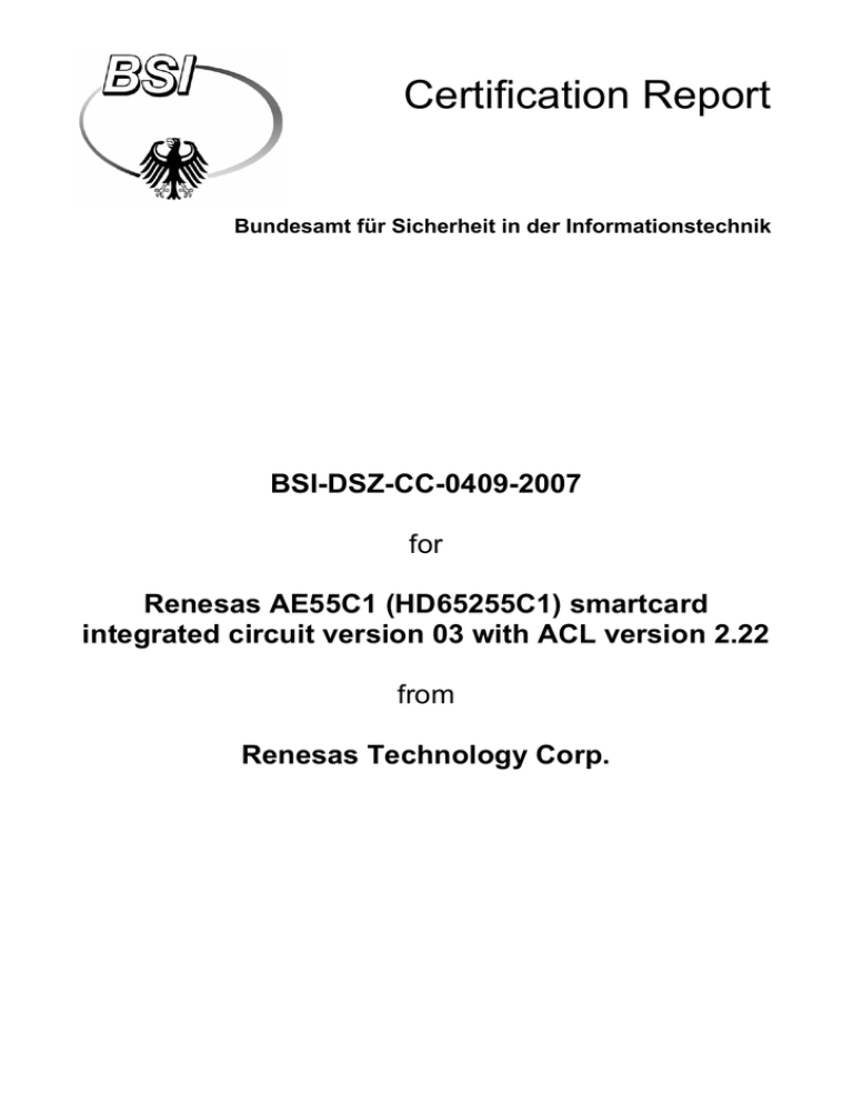 Certification Report: 0409a Certification Report: 0409a
