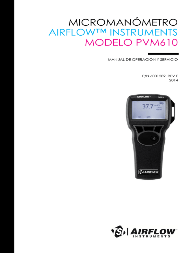 Airflow PVM610 Manual de operación y servicio ES Airflow PVM610 Manual de operación y servicio ES