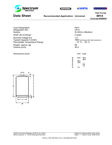 Data Sheet 4914 Recommended Application: Universal Data Sheet 4914 Recommended Application: Universal