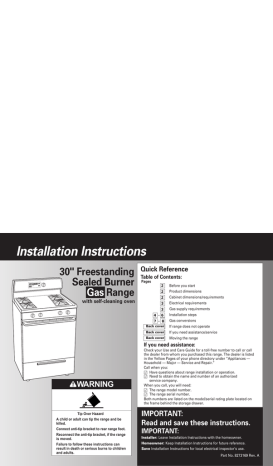 Whirlpool Freestanding Sealed Burner Gas Range Installation Instructions Manual | Manualzz