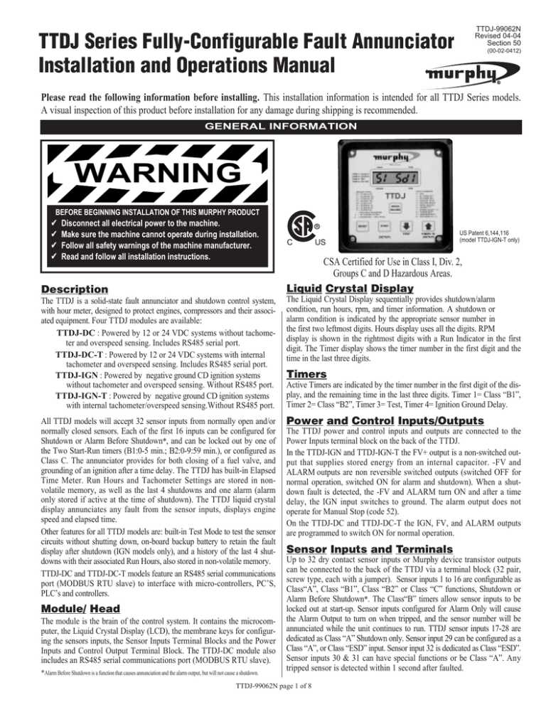 Installation & Operations Manual Installation & Operations Manual