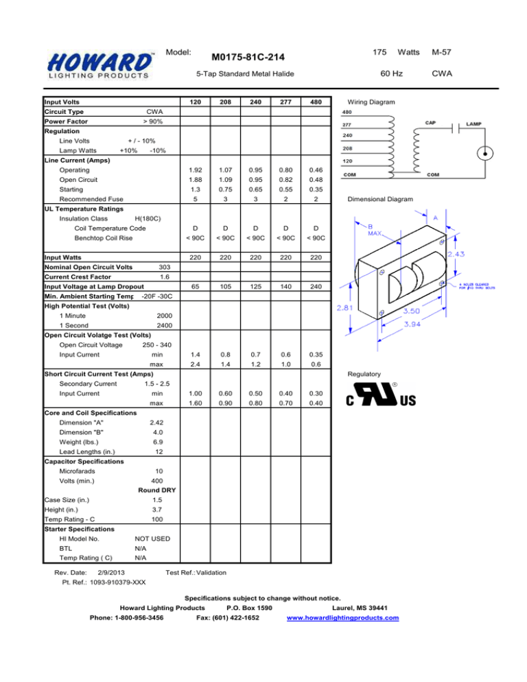Model: Watts M-57 60 Hz Model: Watts M-57 60 Hz