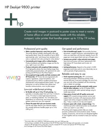 HP Deskjet 9800 printer Professional print quality Get speed and performance HP Deskjet 9800 printer Professional print quality Get speed and performance