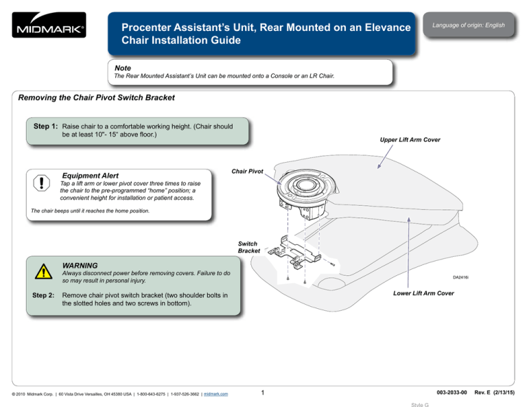 Midmark Procenter Systems Installation guide Midmark Procenter Systems Installation guide