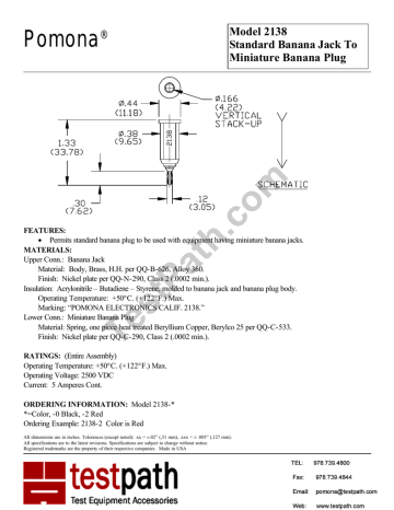 Pomona 2138-0 Datasheet Pomona 2138-0 Datasheet
