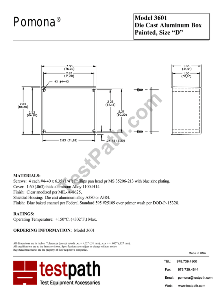 Pomona 3601 Datasheet Pomona 3601 Datasheet