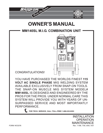 Snap-On MM 140 SL Owners Manual | Manualzz