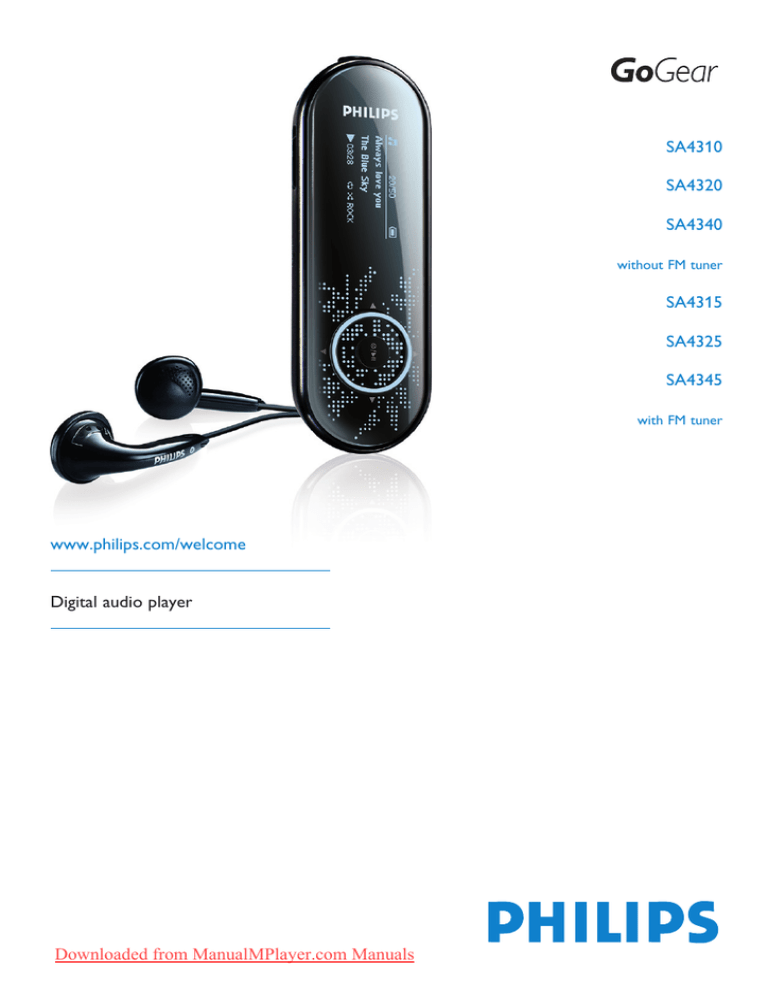 Philips SA4345 mp3 mp4 Player Manual Pdf Philips SA4345 mp3 mp4 Player Manual Pdf