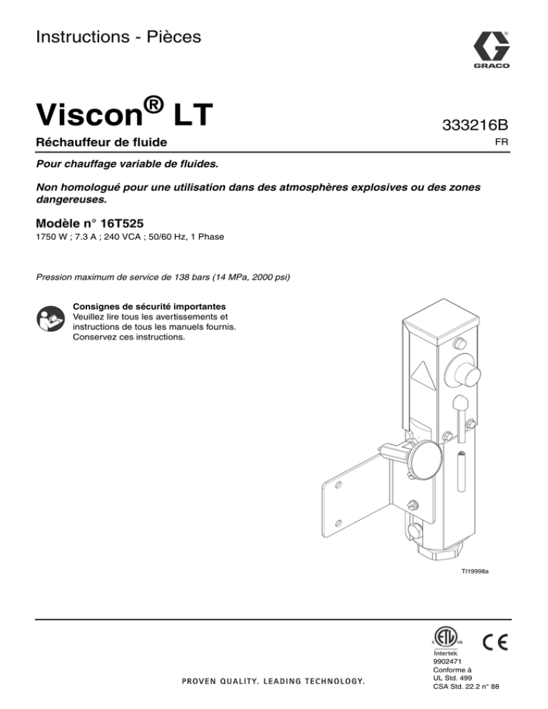 Viscon LT ® Instructions - Pièces Viscon LT ® Instructions - Pièces