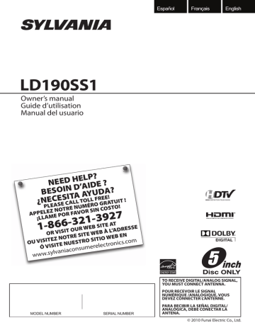 Sylvania LD190SS1 Flat Panel Television Owner's Manual | Manualzz Sylvania LD190SS1 Flat Panel Television Owner's Manual | Manualzz