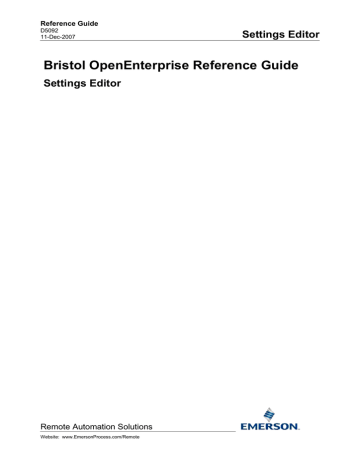 Remote Automation Solutions OpenEnterprise Settings Editor Reference Guide | Manualzz Remote Automation Solutions OpenEnterprise Settings Editor Reference Guide | Manualzz