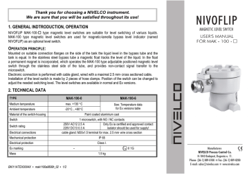 NIVOFLIP MAK-100 | Manualzz