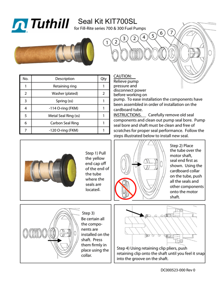 Seal Kit for 700 and 300 Series Pumps_KIT700SL Seal Kit for 700 and 300 Series Pumps_KIT700SL