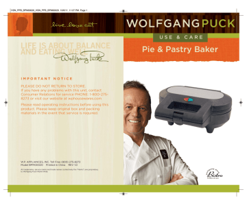 Wolfgang Puck BPM00020 Use & Care Manual | Manualzz