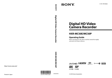 Sony HXR-MC50E Operating Guide | Manualzz