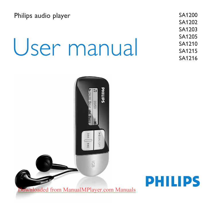 Philips SA1210 mp3 mp4 Player Manual Pdf Philips SA1210 mp3 mp4 Player Manual Pdf