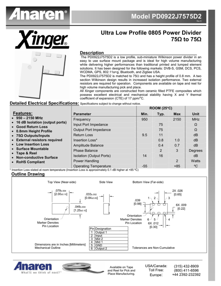 PD0922J7575D2 Data Sheet RevE PD0922J7575D2 Data Sheet RevE