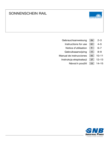 Operating Instructions Sonnenschein Rail Operating Instructions Sonnenschein Rail