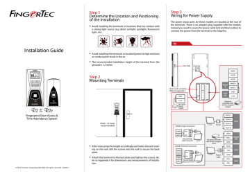 FingerTec R2 Installation guide | Manualzz FingerTec R2 Installation guide | Manualzz