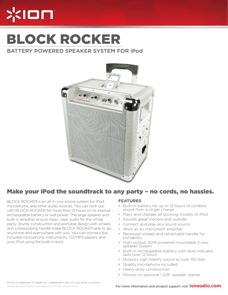 BLOCK ROCKER Battery Powered SPeaker SyStem for iPod BLOCK ROCKER Battery Powered SPeaker SyStem for iPod