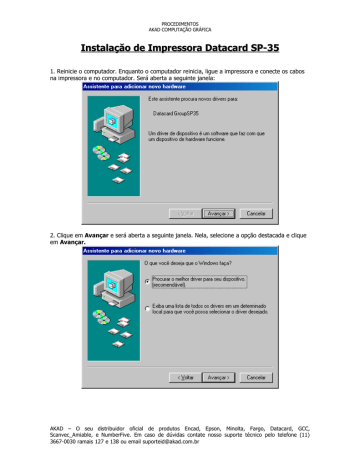 Instalação Datacard SP35 | Manualzz