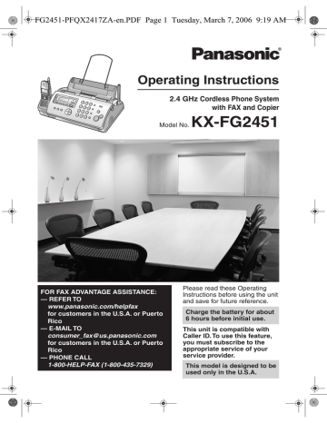 Panasonic KXFG2451 Operating instructions Panasonic KXFG2451 Operating instructions