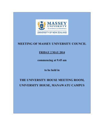 Massey University Council meeting papers - 2 May 2014 Massey University Council meeting papers - 2 May 2014