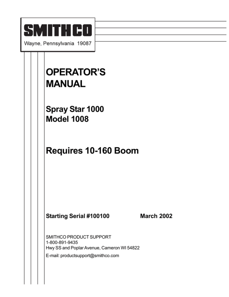 Spray Star 1008 Mar 2002 Spray Star 1008 Mar 2002