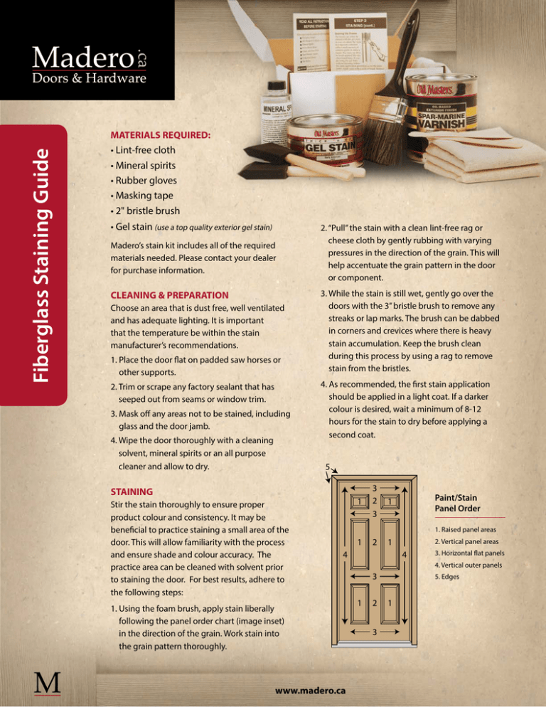 Madero Staining Guide Detailed Instructions for Staining Woodgrain Fiberglass Doors Madero Staining Guide Detailed Instructions for Staining Woodgrain Fiberglass Doors