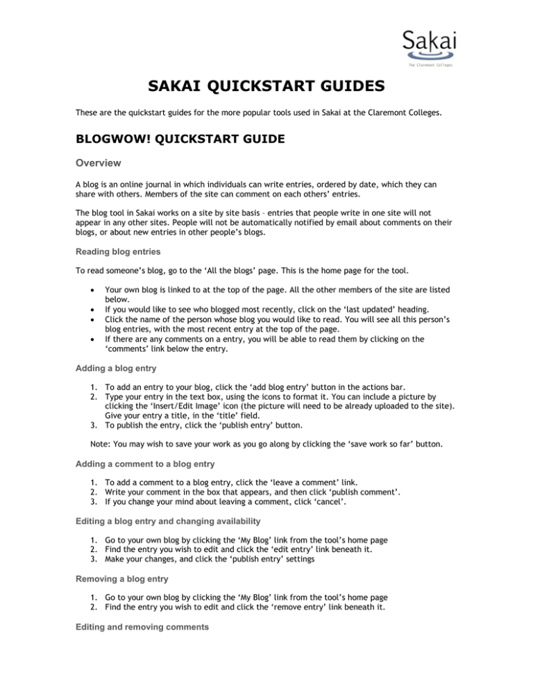 Sakai Userguides Sakai Userguides