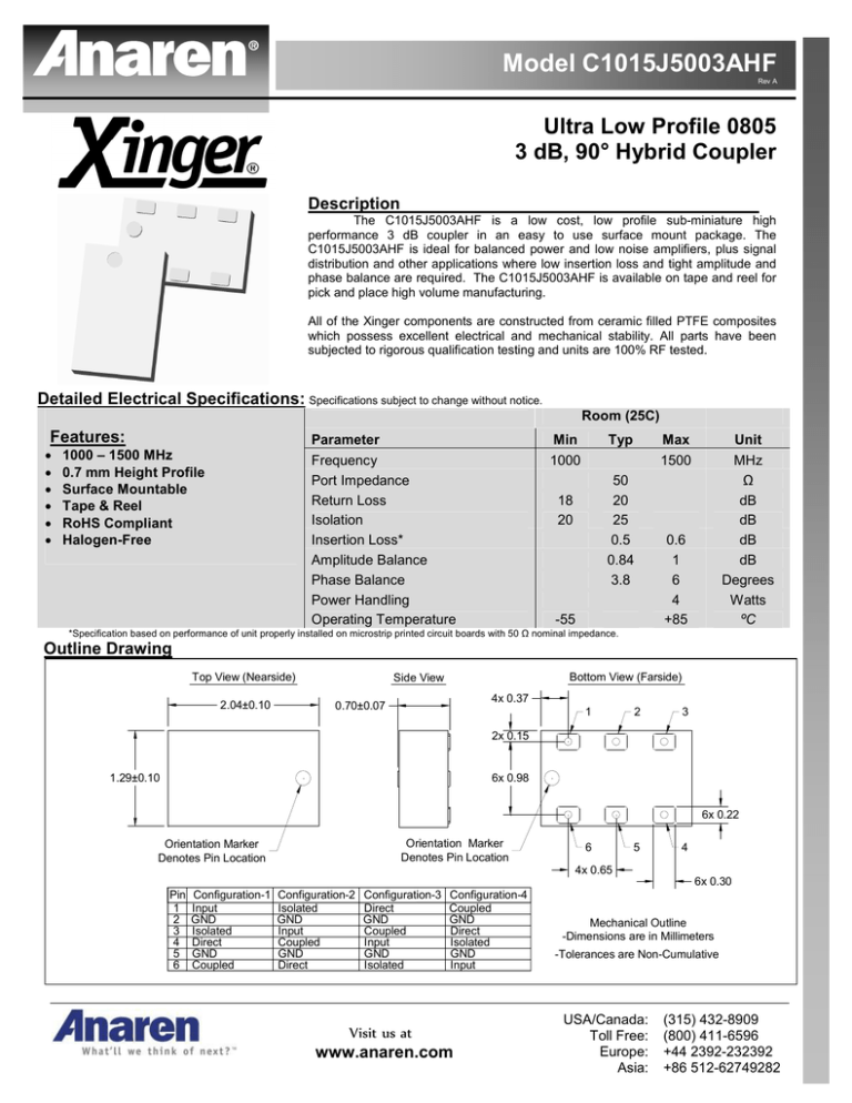 C1015J5003AHF DataSheet RevA C1015J5003AHF DataSheet RevA