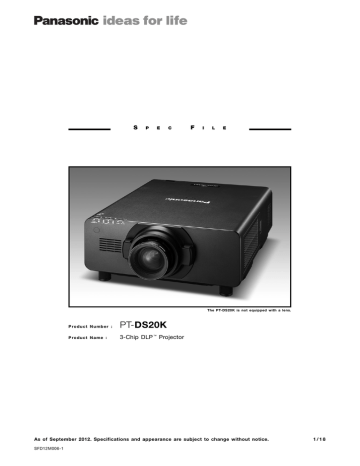 Panasonic PT-DS20K, PT-DS20KU Specification Panasonic PT-DS20K, PT-DS20KU Specification
