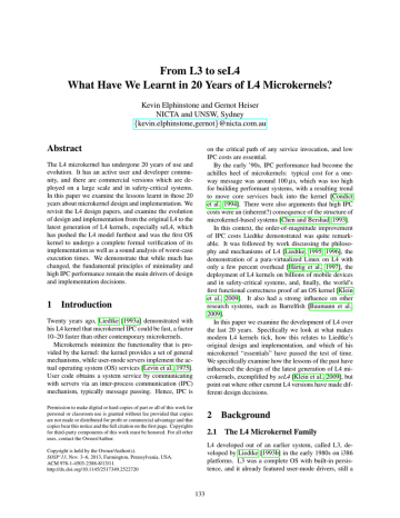 From L3 to seL4 Abstract Kevin Elphinstone and Gernot Heiser From L3 to seL4 Abstract Kevin Elphinstone and Gernot Heiser