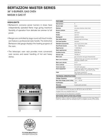 MAS36 5 GAS XT specifications sheet MAS36 5 GAS XT specifications sheet