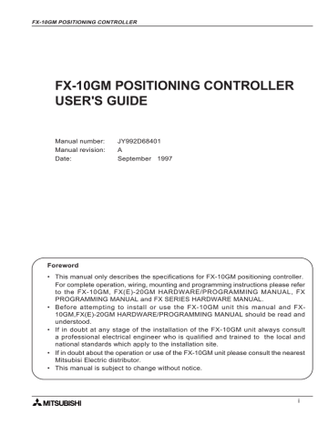 Mitsubishi FX-10GM User manual | Manualzz Mitsubishi FX-10GM User manual | Manualzz