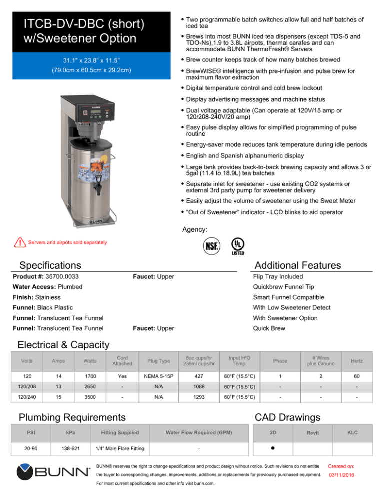 ITCB-DV-DBC (short) w/Sweetener Option ITCB-DV-DBC (short) w/Sweetener Option