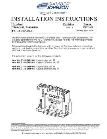 INSTALLATION INSTRUCTIONS Product Revision Form INSTALLATION INSTRUCTIONS Product Revision Form