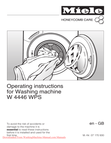 Miele W 4446 WPS Operating manual Washing machine | Manualzz