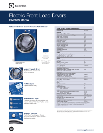 Electric Front Load Dryers EIMED55I MB / IW IQ-Touch Electric Front Load Dryers EIMED55I MB / IW IQ-Touch