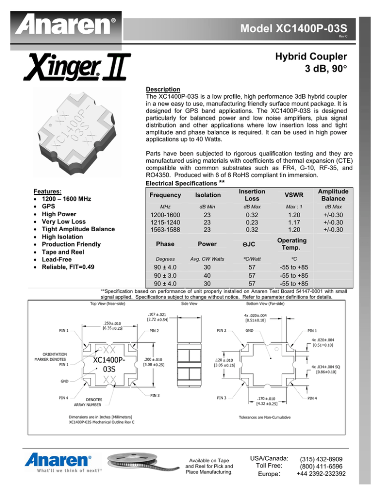 XC1400P-03 Data Sheet Rev C XC1400P-03 Data Sheet Rev C