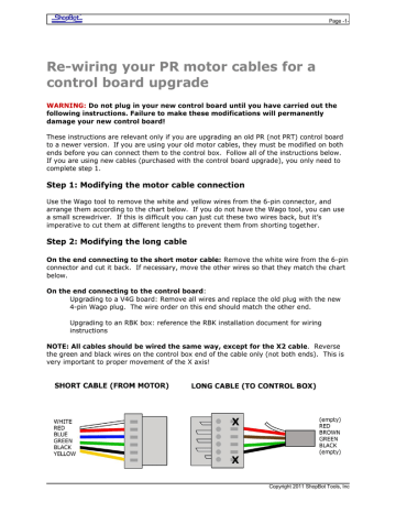 Re-wiring PR motor cables for a control box upgrade Re-wiring PR motor cables for a control box upgrade