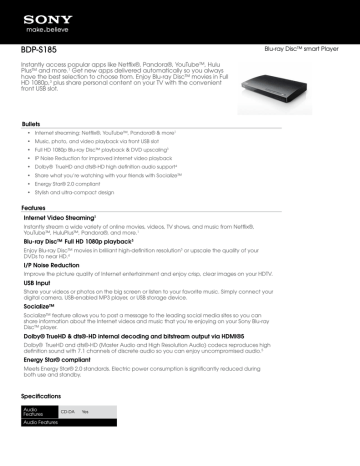 BDPS185 MFG SPEC SHEET BDPS185 MFG SPEC SHEET