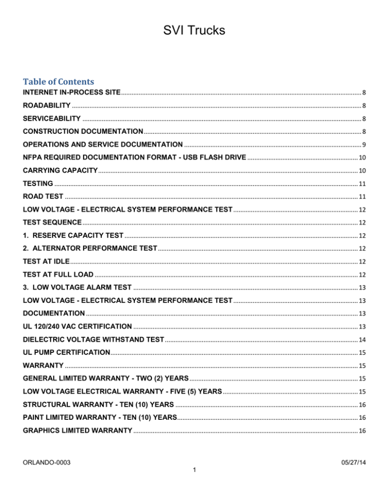 SVI Trucks Table of Contents SVI Trucks Table of Contents