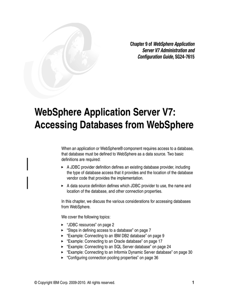 Accessing databases from WebSphere Accessing databases from WebSphere